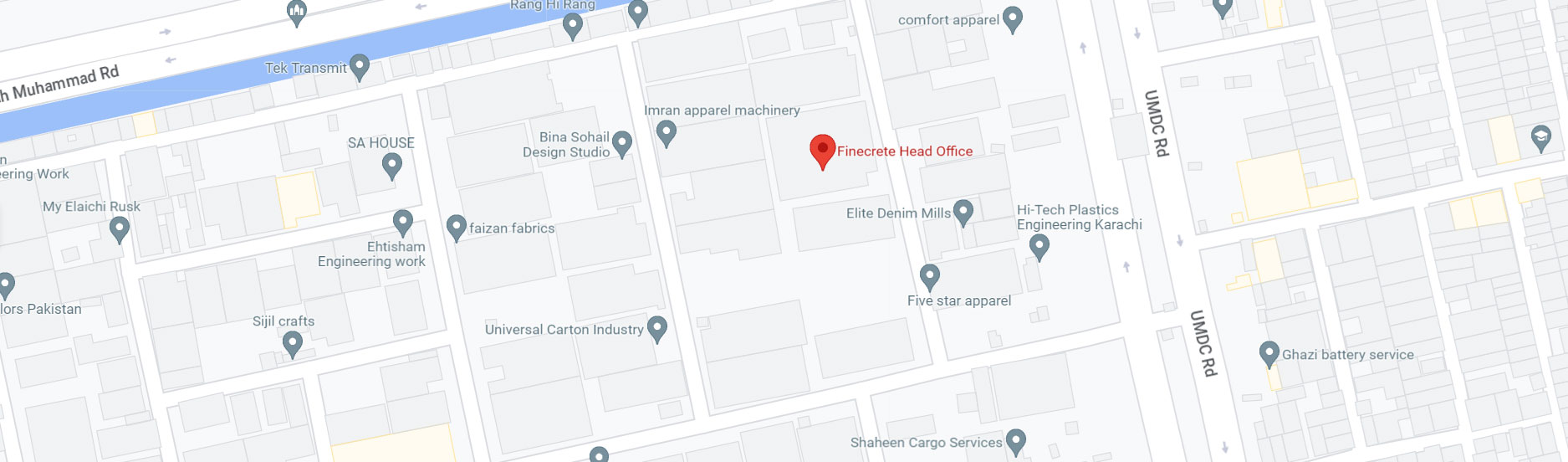 main background picture of a map with finecrete headoffice in view